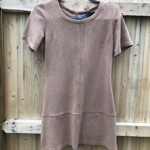 Suede nude mini dress
